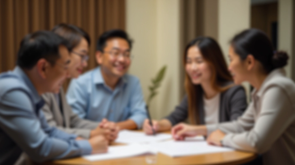 Family having discussion about estate planning documents and inheritance at home table