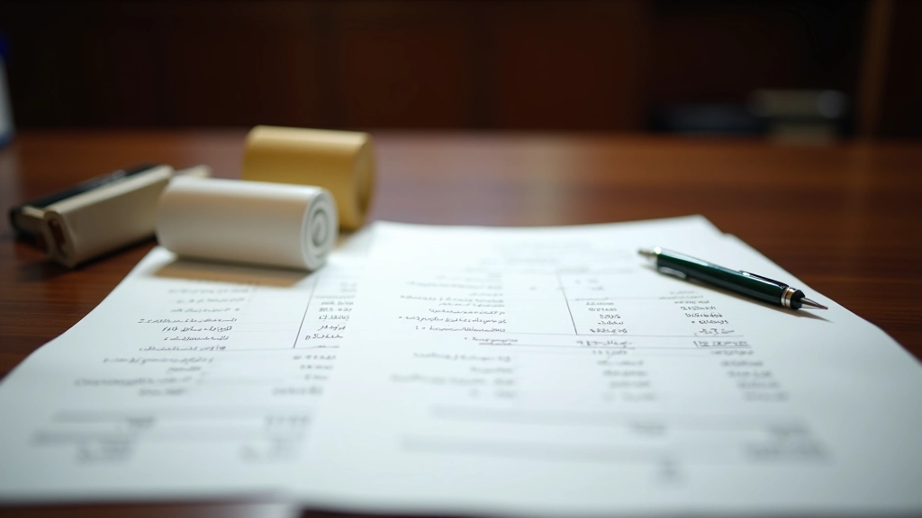 Close-up photograph of Islamic inheritance documentation with Arabic text and calculation charts on wooden desk