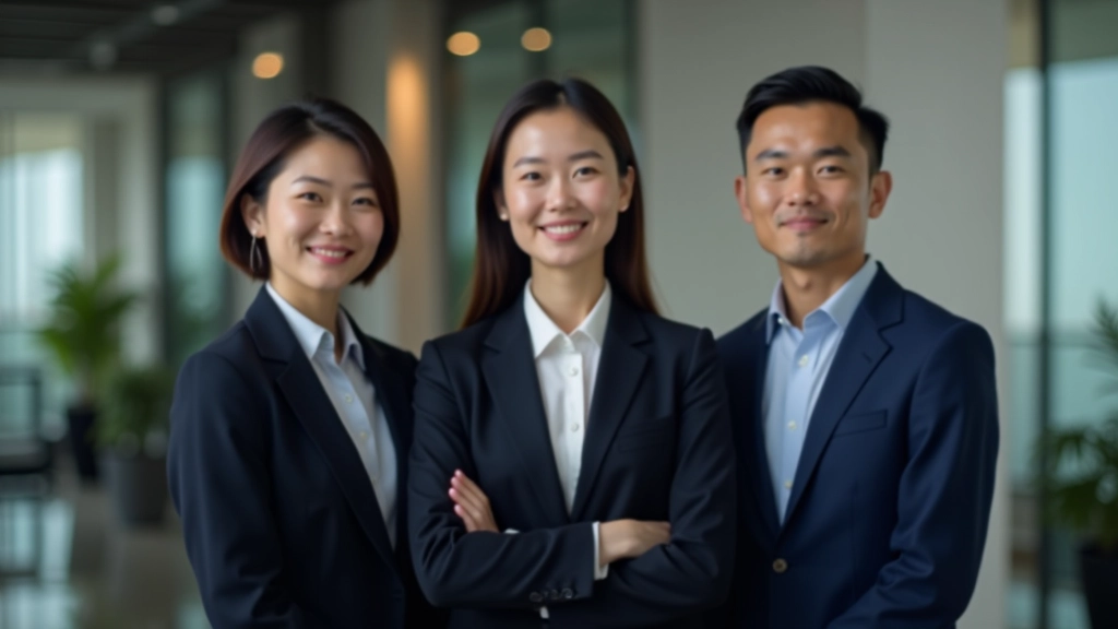 Three business professionals in office setting representing different roles in trust management
